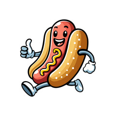 Cute hotdog mascot logo vector illustration template with white background