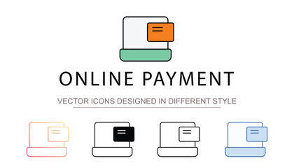 Online Payment icon design with white background stock illustration