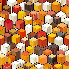 Abstract Geometric Pattern with Colorful Cubes