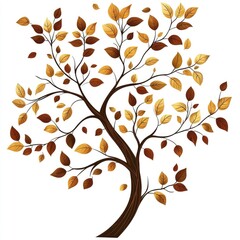 Fototapeta premium Autumn Tree with Falling Leaves