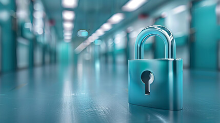 Fototapeta premium Padlock Icon Representing Healthcare Data Security in Hospital Environment