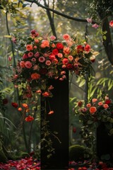 Fototapeta premium Romantic Rose Podium: Nature's Backdrop Presentations
