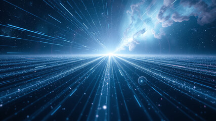 Fototapeta premium Light frequencies with zoom out center of the image in the cosmic.