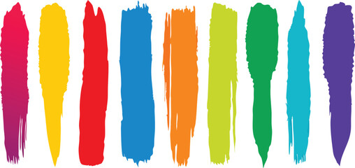 Set of coloring vector brush strokes in different types