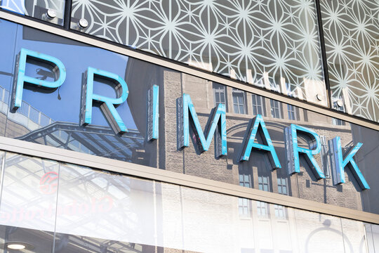 Cologne, Germany, August 12, 2024:  Primark Store advertising sign on the Schildergasse in cologne