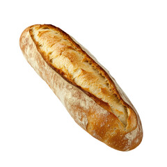 Delicious, freshly baked baguette with a golden crust and soft interior, perfect for sandwiches or as a side with meals. PNG, Transparent, No Background