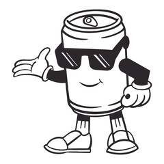Can character png, retro illustration, transparent background