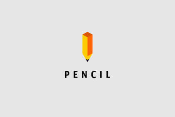 Template logo design solution with pencil simple geometric image