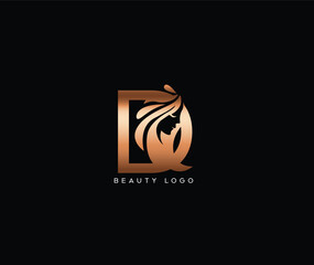 Letter D beauty women face logo design, D beauty logo, Unique and luxury feminine vector illustration.
