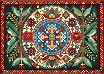 Fototapeta premium Colorful Mandala Art Floral Patterns Nature Geometric Design Decorative Elements Vibrant Aesthetic