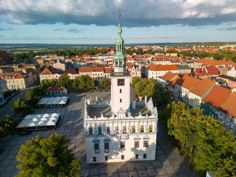 White Renaissance town hall in the city of Chełmno in the Kuyavian-Pomeranian Voivodeship