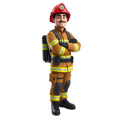 Fototapeta premium a firefighter on Isolated transparent background png. generated with AI
