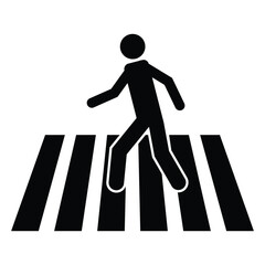 Crosswalk icon. Pedestrians traffic road sign for website or mobile app design. Street crossing symbol vector sign isolated on white background. For graphic and web design.