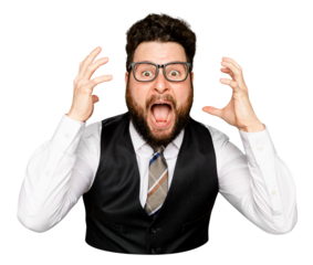 Stressed professor png sticker, transparent background