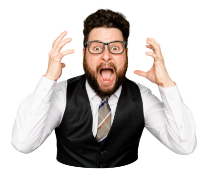 Stressed professor png sticker, transparent background