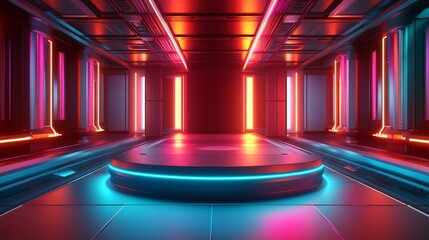 Futuristic Podium with Light Technology Stage