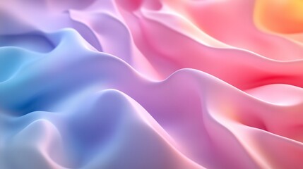 Obraz premium Colorful pastel fabric waves, fluid lines, detailed textures, hyper-realistic digital art, wide-angle lens view,