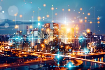 Fototapeta premium Smart City Network and Connections.