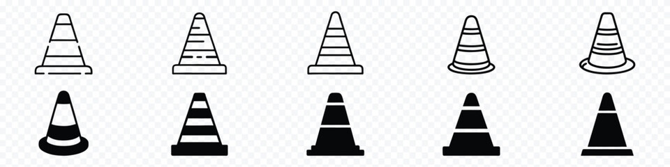 Construction cone icon, Traffic Cone icon.  illustration of traffic cone, Safety Cone Icons, Outline Road traffic cone icons, cone icon in different style vector illustration.