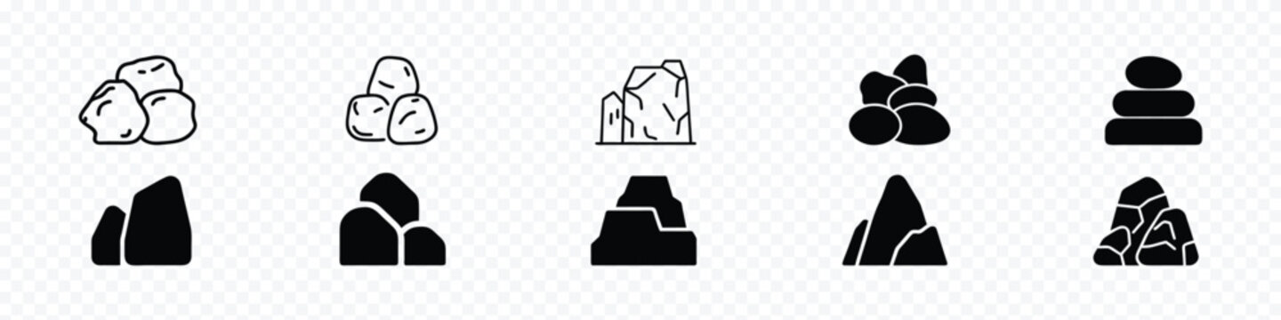 stone icon vector icon. Coal black rocks icon. stones pyramid icon, rock, stone icons vector symbol, Pile of stones, graphite coal.