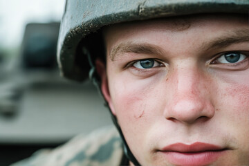 Caucasian soldier military army in camouflage uniform at conflict war