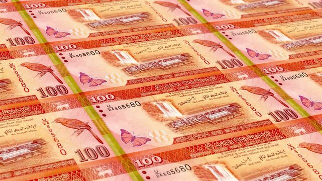 Sri Lanka Sri Lankan Rupee 100 Banknotes Money Printing House, Printing One Hundred Sri Lankan Rupee, Printing Press Machine Print out Sri Lankan Rupee, Being printed by currency press machine 100