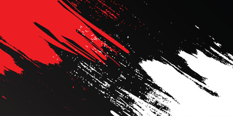 Red and white abstract strokes on a black background, dynamic composition, minimalism.