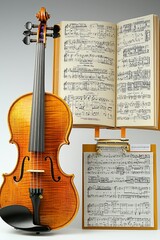 Fototapeta premium Violin with sheet music on a stand