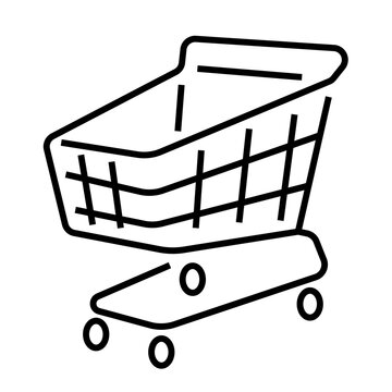 recommend clip art: Shopping cart png icon, line art design, transparent background