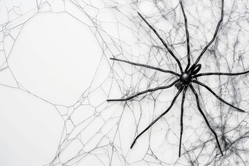 Obraz premium big spider in net web on a white background