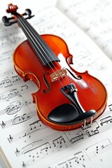 Fototapeta premium Violin on Sheet Music