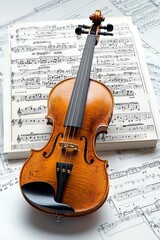 Fototapeta premium Violin on Sheet Music