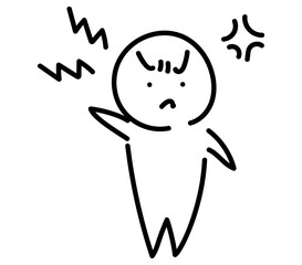 怒る　シンプルな人　線画