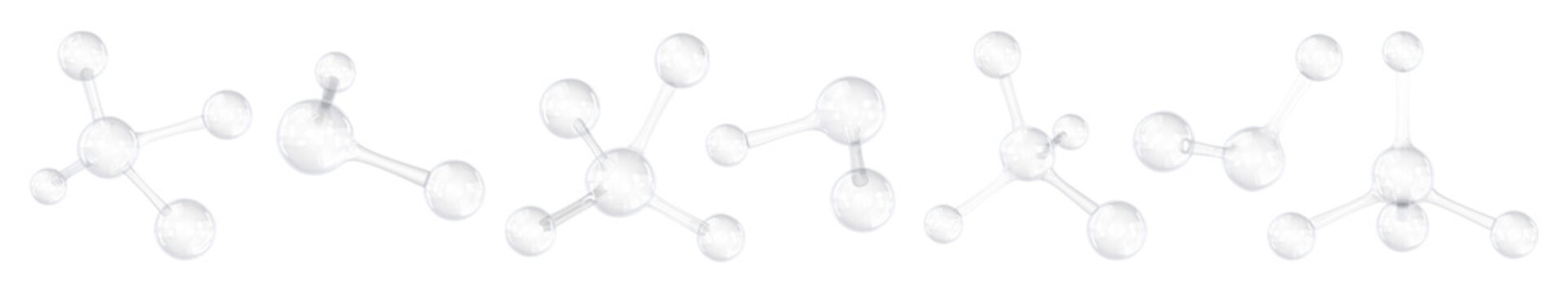 PNG 3D transparent clear molecule  cut out element set