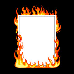 Hand drawn fire flames frame template