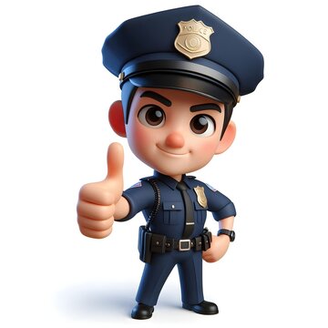 3d character policeman, police officer, isolated on white background