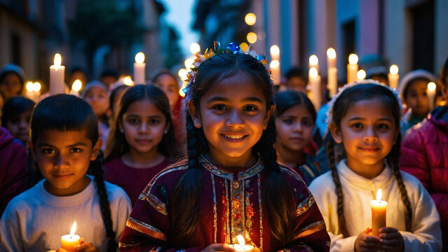 Celebrating Novena de Aguinaldos in a Festive Candlelit Procession