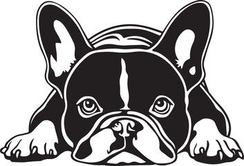 French Bulldog Lying Down Stylized Vector Graphic