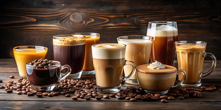 Coffee collection showcasing various types and styles of coffee drinks