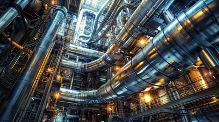 Fototapeta premium Industrial technology concept. wide angle visual for banners or advertisements. Technology.