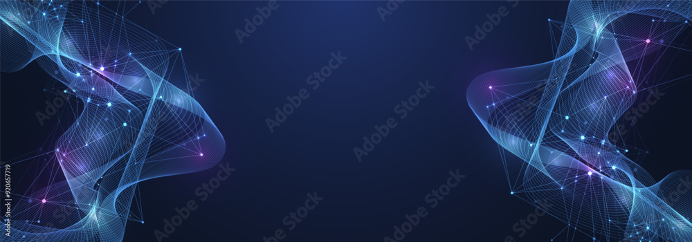Aufkleber Technology digital abstract background. Network connection with lines and dots. Digital plexus concept.