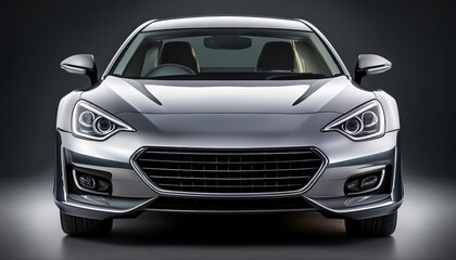 luxury silver car on silver background