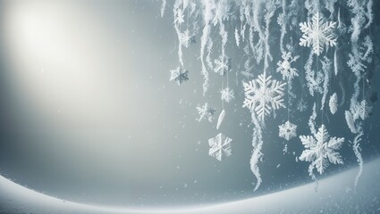 snowflakes with Snowfall sky white teal blue background