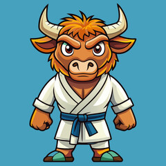Obraz premium karate bull maskot in kimono