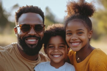 Cheerful black family having fun in park, Generative AI