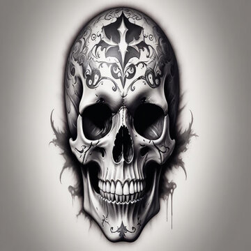 a photo of skull drawing made with generative AI