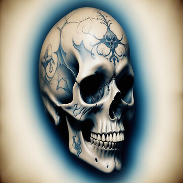 a photo of skull drawing made with generative AI