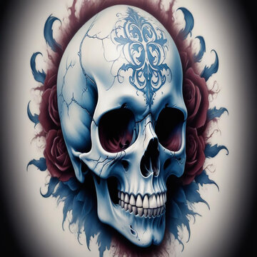 a photo of skull drawing made with generative AI