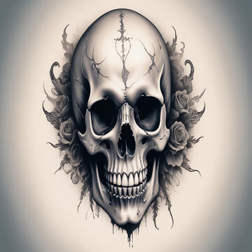 a photo of skull drawing made with generative AI