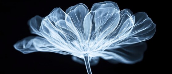 Abstract ethereal flower with soft, glowing petals on a black background.